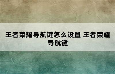 王者荣耀导航键怎么设置 王者荣耀导航键